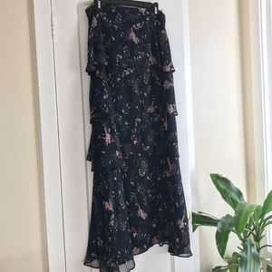 Anthropologie Maeve Botanical Tiered Maxi Skirt